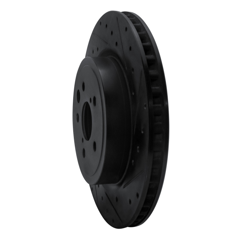 Lexus RC F Brake Rotor (1) - Rear - R1 Concepts - Drilled & Slotted - Black - `15-`22